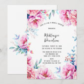 Invitation Pies roses Fête des mariées florale Airy (Devant / Derrière)