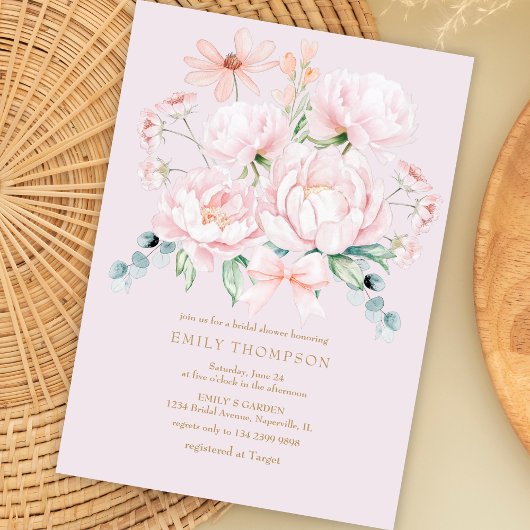 Invitation Pies roses Fleurs sauvages Bow Garden Fête des mar