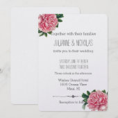 Invitation Pies roses Mariage floral (Devant / Derrière)
