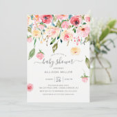 Invitation Pies roses Rose Baby shower Floral (Debout devant)