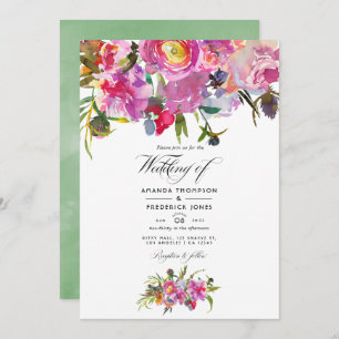 Invitation Pies roses vintages Aquarelle Mariage Photo