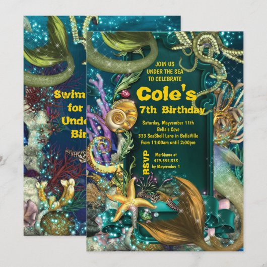 Invitation Pieuvre sous l'Invitation du Parti de la sirène de (Devant / Derrière)