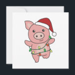 Invitation Pig Christmas Winter Animals<br><div class="desc">The pig at Christmas with fairy lights. Funny animals with toxits and snow for the holidays. A sweet Christmas greeting. Pigs are cute animals et perfect pour Christmas.</div>