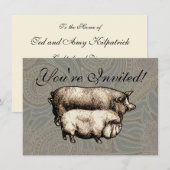 Invitation Pig Farm Pays Antique Illustration Art (Devant / Derrière)