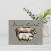 Invitation Pig Farm Pays Antique Illustration Art (Debout devant)