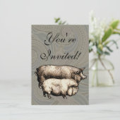 Invitation Pig Farm Pays Antique Illustration Art (Debout devant)