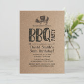 Invitation Pig Roast BBQ fête d'anniversaire Rustic Kraft (Debout devant)