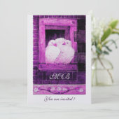 Invitation PIGEONS BLANCS À LA FENÊTRE monogramme glace métal (Debout devant)