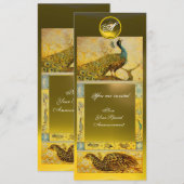 Invitation PIGEONS D'AMOUR DE MARIAGE MONOGRAMME ,topaze jaun (Devant / Derrière)