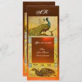 Invitation PIGEONS DE MARIAGE D'AMOUR MONOGRAMME brun orange  (Devant / Derrière)