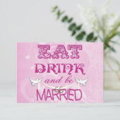 Invitation Pigeons de mariage RSVP sur fond rose (Debout devant)