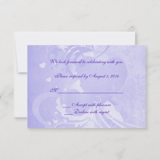 Invitation Pigeons de mariage sur RSVP violet (Dos)