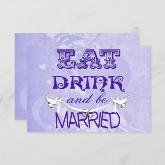Invitation Pigeons de mariage sur RSVP violet (Devant / Derrière)