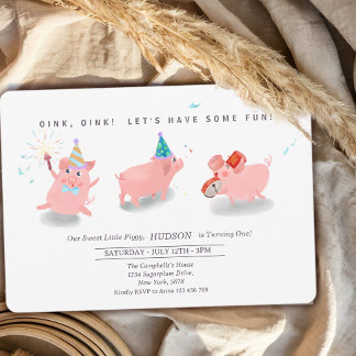 Invitation Piggy Birthday Invitation, Farm This Little Piggy 