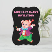 Invitation piglet rose joyeux (Debout devant)