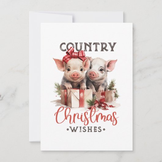 Invitation Piglets et présents Pays Salutation de Noël (Devant)