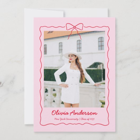 Invitation Pignon rouge rose à la main gigogne photo Grad Par (Dos)