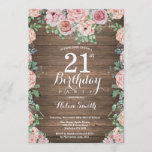 Invitation Pignons rose floral rustique 21e anniversaire<br><div class="desc">Rustic Floral Pink Peonies 21e Anniversaire Invitation pour femmes. Fleur florale aquarelle. Fleurs de roses et de pivoines élégantes. Anniversaire adulte. Arrière - plan en bois rustique. Country Vintage Retro. 13e 15e 16e 18e 20e 21e 30e 40e 50e 60e 70e 80e 90e 100e, n'importe quel âge. Pour plus de personnalisation,...</div>