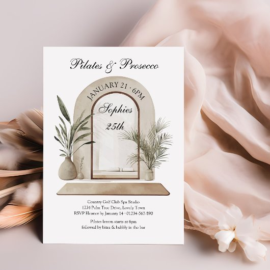 Invitation Pilates and Prosecco Wellness Themed Birthday