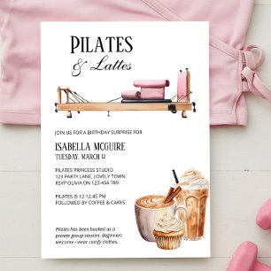 Invitation Pilates en Réformateur Rose et Lattés Anniversaire