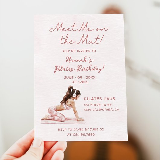 Invitation Pilates roses modernes Princesse Anniversaire