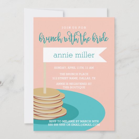 Invitation Pile de Fête de la mariée de brunch des crêpes | (Devant)