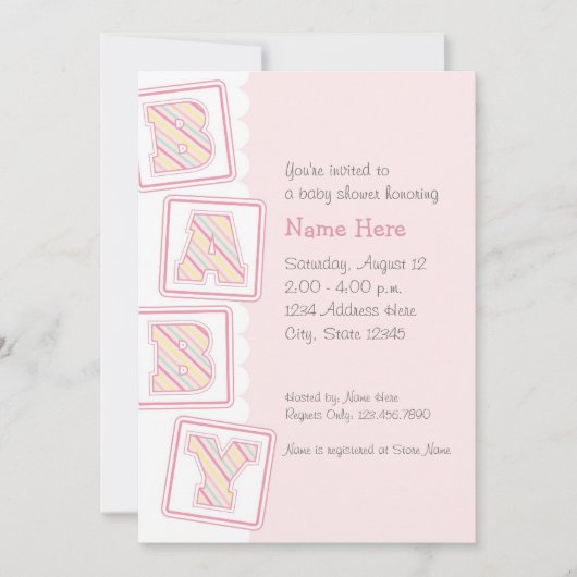 Invitation Pile d'invitation de douche de blocs de bébé (Devant)