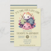 Invitation Pile mignonne d'Axolotls Anniversaire (Devant / Derrière)