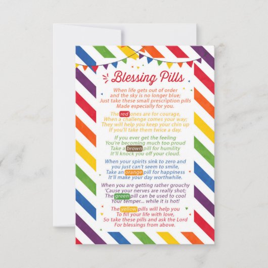 Invitation Pills de bénédiction Poem Enseignant Appréciation  (Devant)