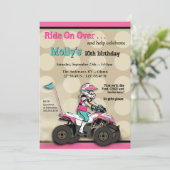 Invitation Pilote ATV féminin rose et noir (Debout devant)