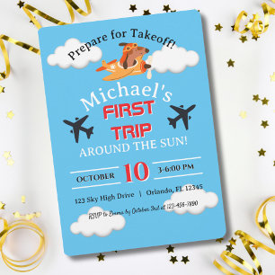 Invitation Pilote de chien volant en avion, anniversaire de n