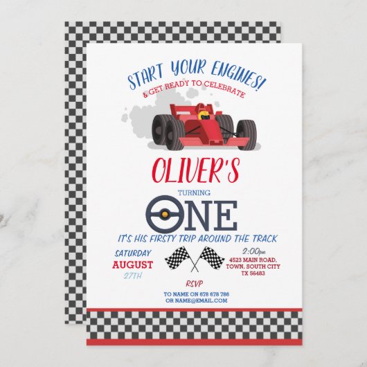 Invitation Pilote de voiture de course UN premier circuit de (Devant / Derrière)