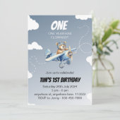 Invitation Pilote d'ours à plan mignon 1er appel d'anniversai (Debout devant)