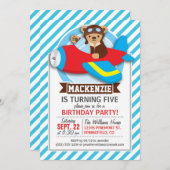 Invitation Pilote d'ours en peluche dans l'avion Red Toy; Ble (Devant / Derrière)