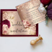Invitation Pilotes Mariage Marsala Rose Roses or