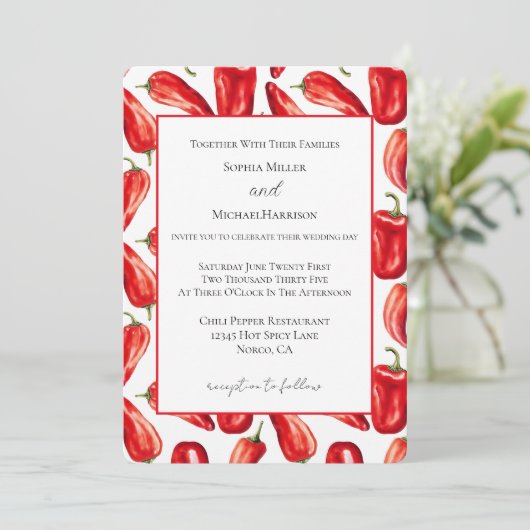 Invitation Piments forts rouges et piquants de mariage (Debout devant)