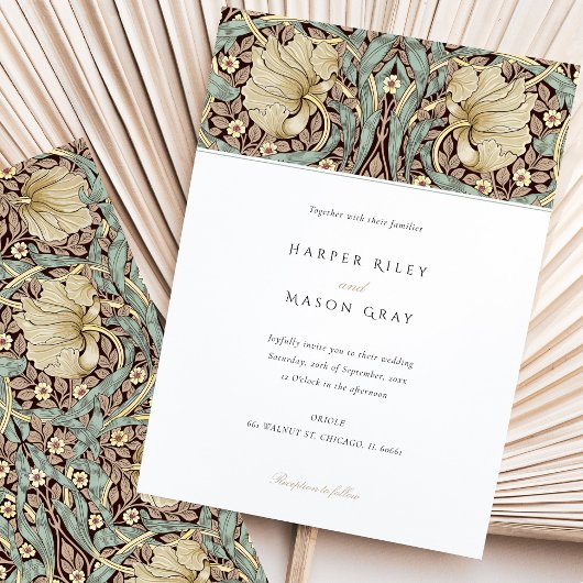 Invitation Pimpernel élégant Floral Art Nouveau Mariage