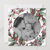 Invitation Pin à couronne rouge de Noël et baies (Devant)