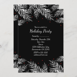 Invitation Pin blanc & Berries rouges Black Holiday Invitatio