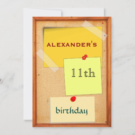 Invitation Pin Board Boys 11e anniversaire (Devant)