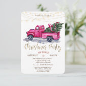 Invitation Pin de camion vert, Fête de Noël en bois lumière (Debout devant)