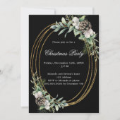 Invitation Pin de cône verdure or noir fête de Noël (Devant)