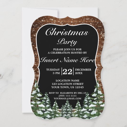 Invitation Pin de la Forêt de Bois Noir Joyeux Noël (Devant)