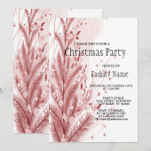 Invitation Pin de Noël Rouge Décoration Neige Belle (Devant / Derrière)