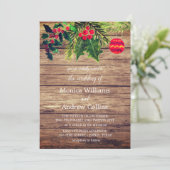 Invitation Pin d'hiver de Noël Aquarelle Mariage bois (Debout devant)