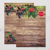 Invitation Pin d'hiver de Noël Aquarelle Mariage bois (Devant / Derrière)