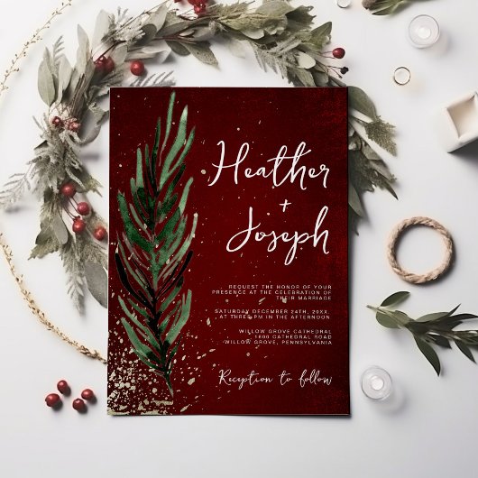 Invitation Pin d'hiver et Mariage de Noël Gold