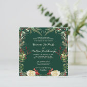 Invitation Pin d'hiver et Mariage Rose (Debout devant)