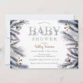 Invitation Pin d'hiver rustique | Baby shower Floral Berries (Devant)