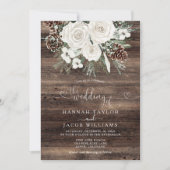 Invitation Pin d'hiver rustique Code QR RSVP Mariage (Devant)